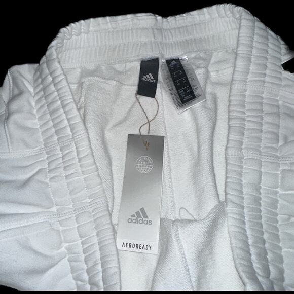 ADIDAS Shorts Mens White Q2 French Terry Fleece - Picture 3 of 7